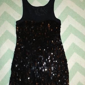 EUC Black sequin circle Express dress! Sz XS
